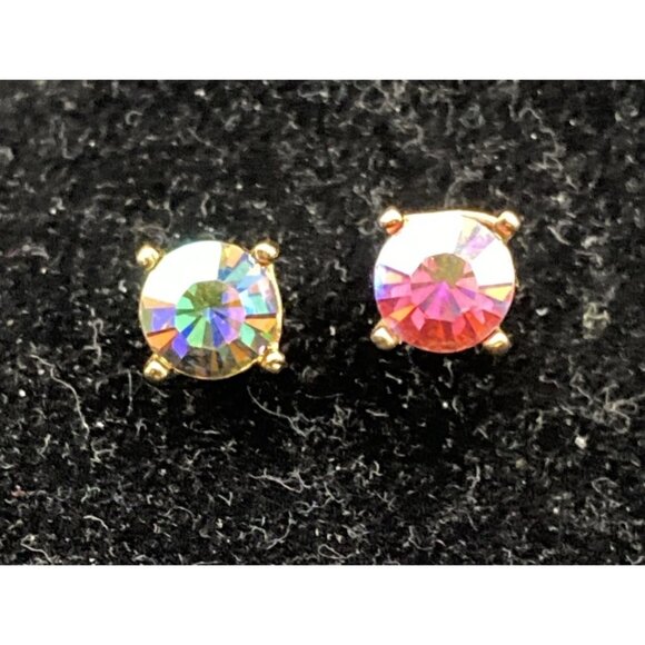 Kirks Folly Jewelry - Kirk's Folly AB Faceted Crystal Stud Earrings 7 mm Gold Tone Fairycore Signed
